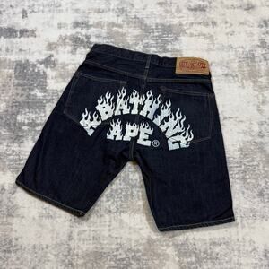 Authentic Bape 2000’s Flaming Logo Jorts 32